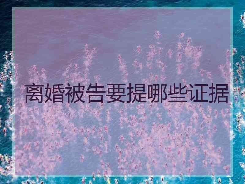 离婚被告要提哪些证据