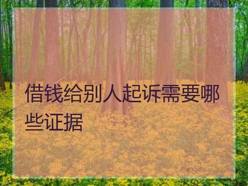 借钱给别人起诉需要哪些证据