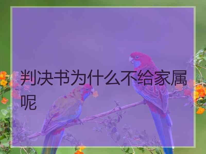 判决书为什么不给家属呢