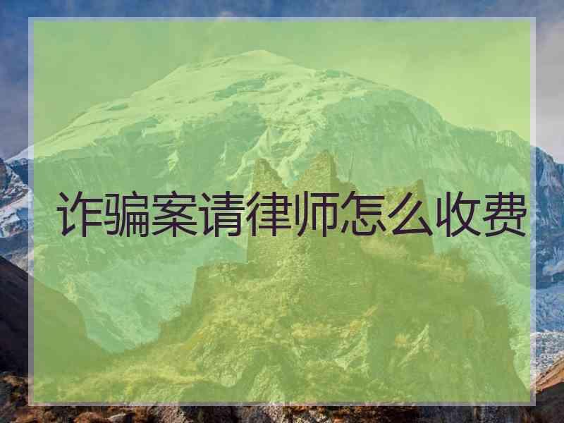 诈骗案请律师怎么收费