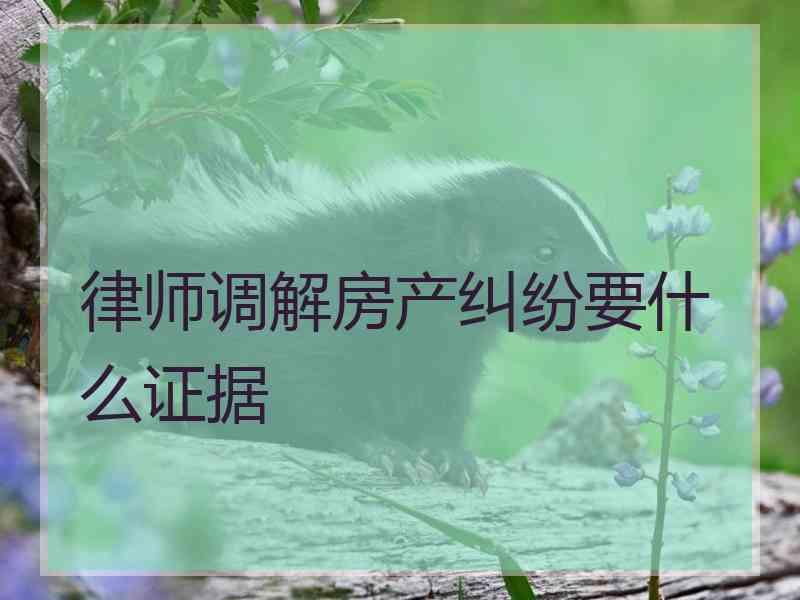 律师调解房产纠纷要什么证据