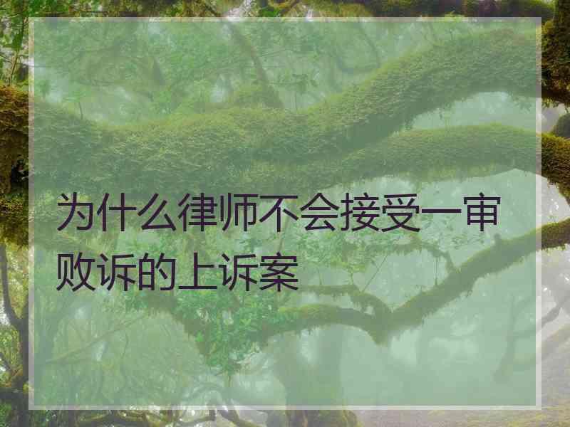 为什么律师不会接受一审败诉的上诉案