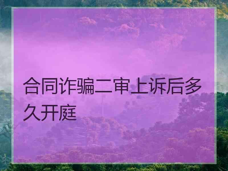 合同诈骗二审上诉后多久开庭