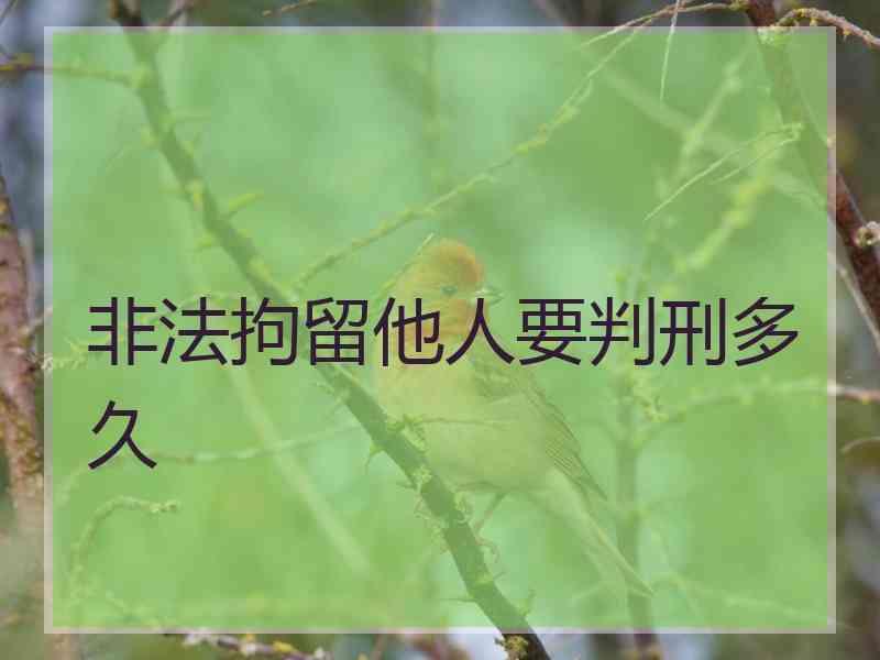 非法拘留他人要判刑多久