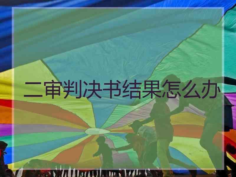二审判决书结果怎么办