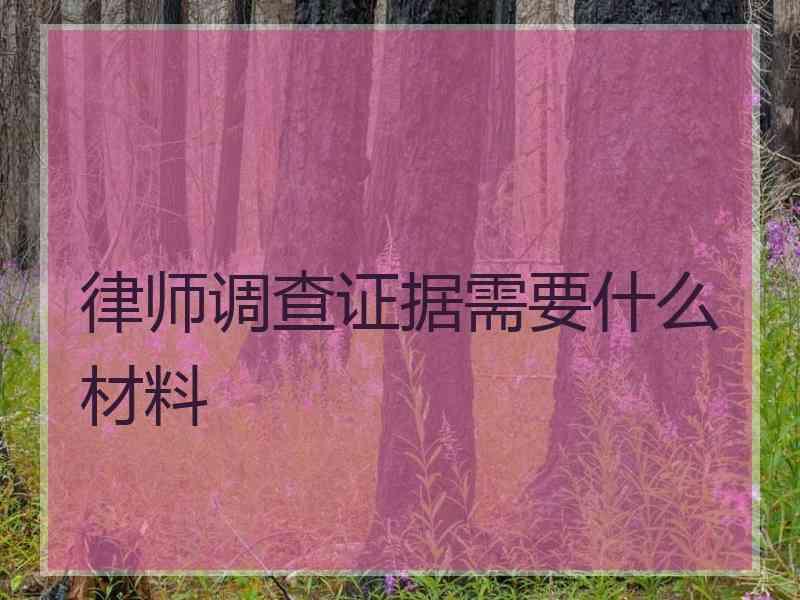 律师调查证据需要什么材料