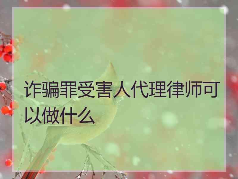 诈骗罪受害人代理律师可以做什么