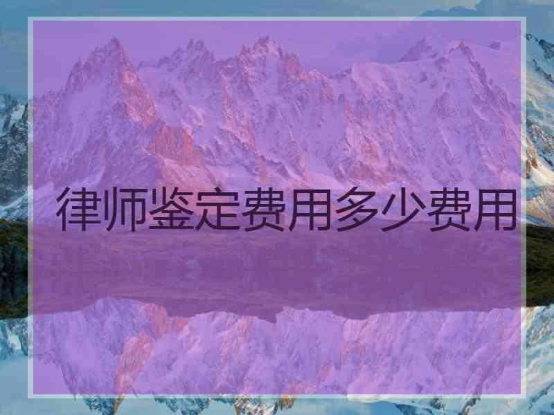 律师鉴定费用多少费用