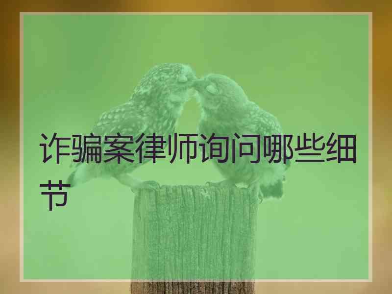 诈骗案律师询问哪些细节