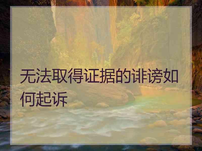 无法取得证据的诽谤如何起诉