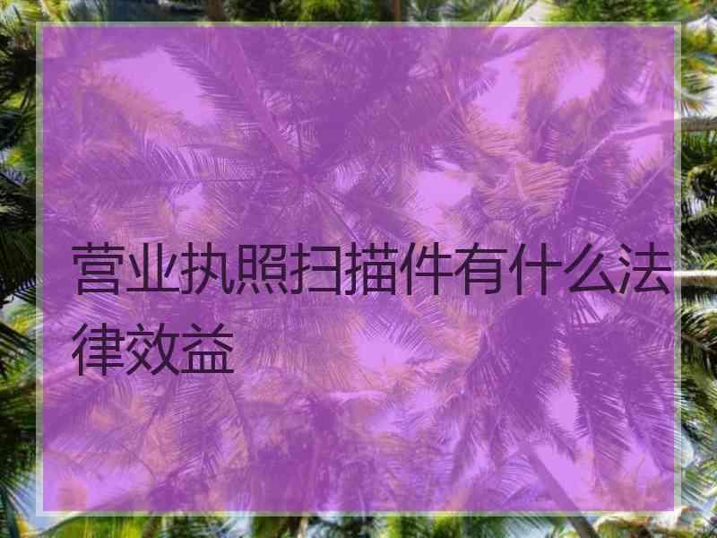 营业执照扫描件有什么法律效益