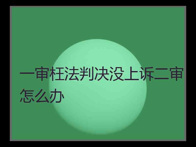 一审枉法判决没上诉二审怎么办