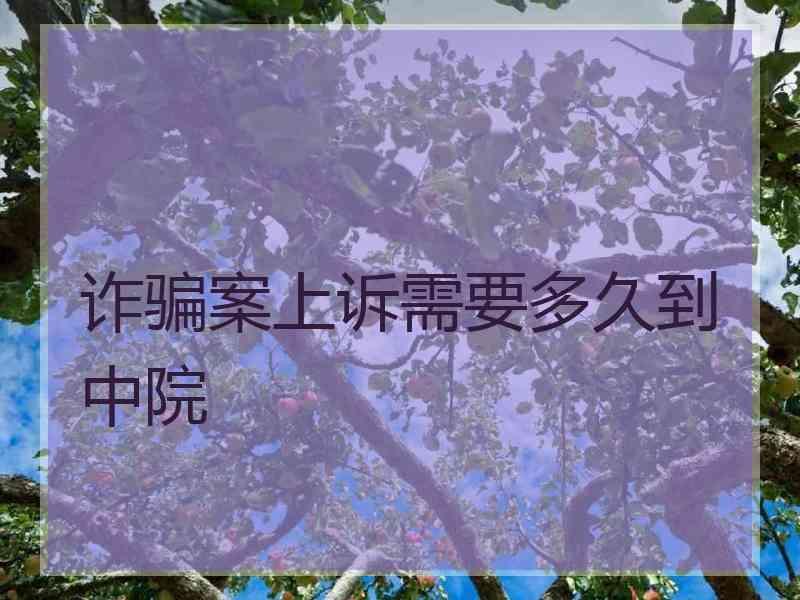 诈骗案上诉需要多久到中院