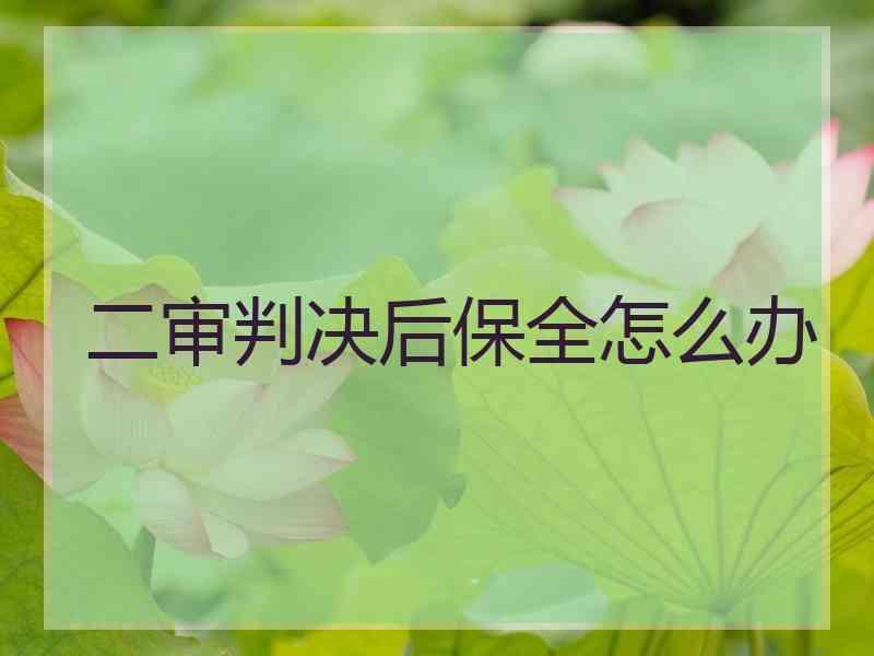 二审判决后保全怎么办