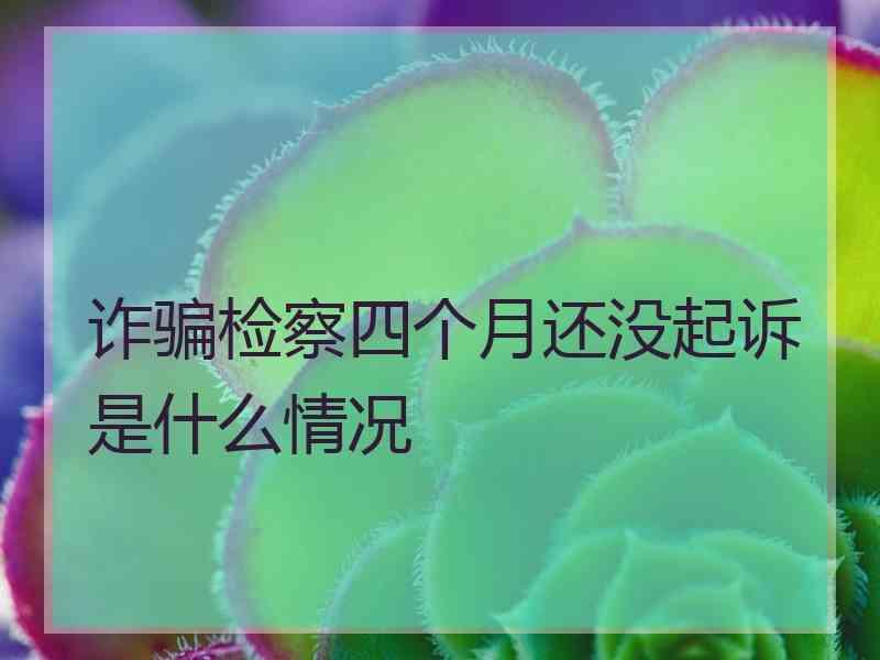 诈骗检察四个月还没起诉是什么情况