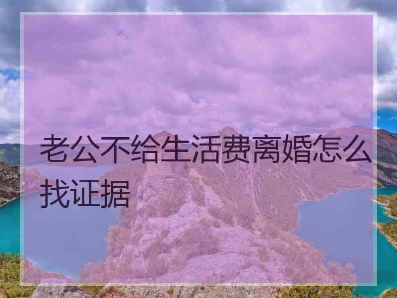 老公不给生活费离婚怎么找证据