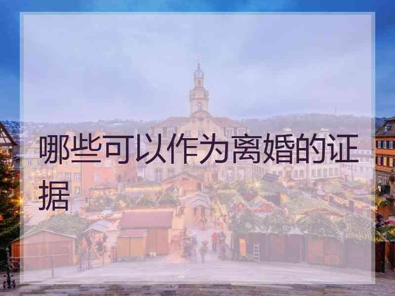 哪些可以作为离婚的证据