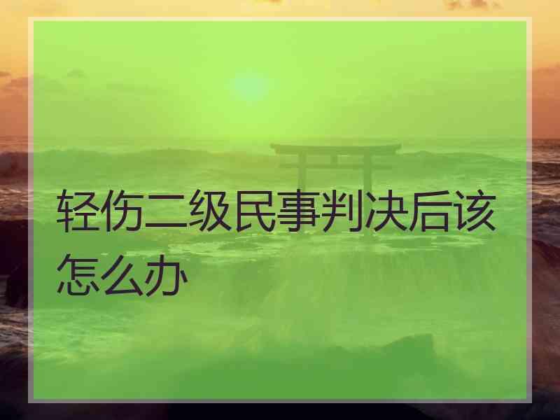 轻伤二级民事判决后该怎么办