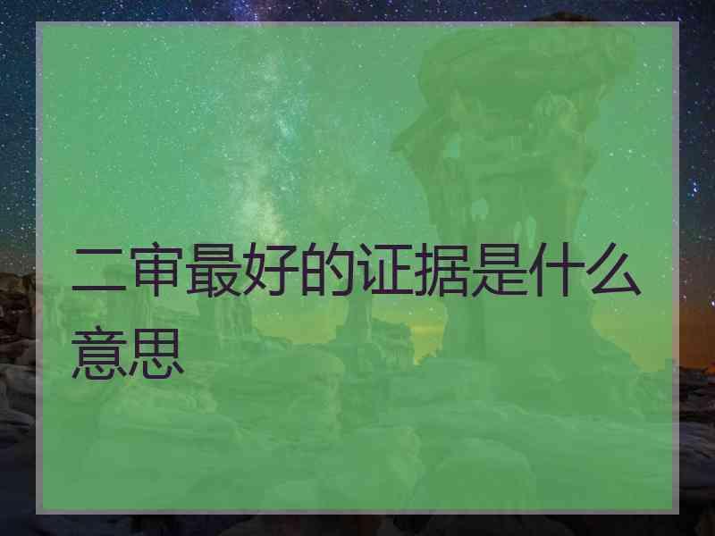 二审最好的证据是什么意思