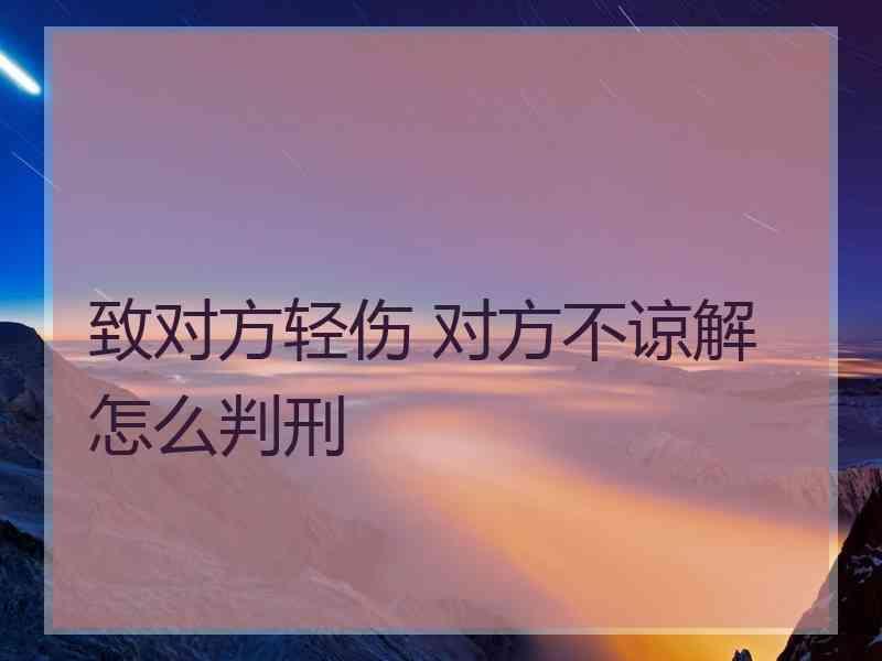 致对方轻伤 对方不谅解 怎么判刑