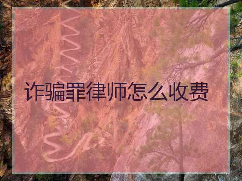 诈骗罪律师怎么收费