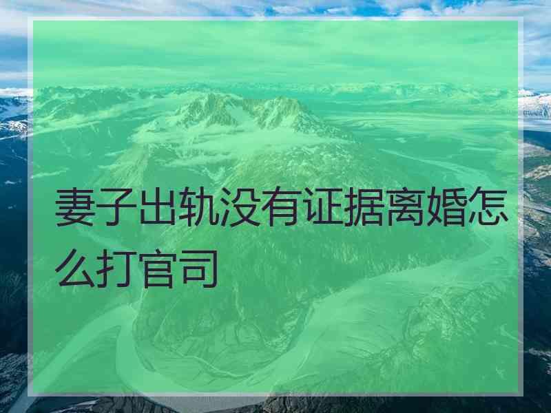 妻子出轨没有证据离婚怎么打官司