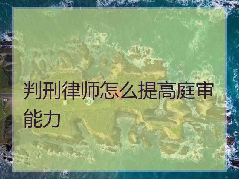 判刑律师怎么提高庭审能力