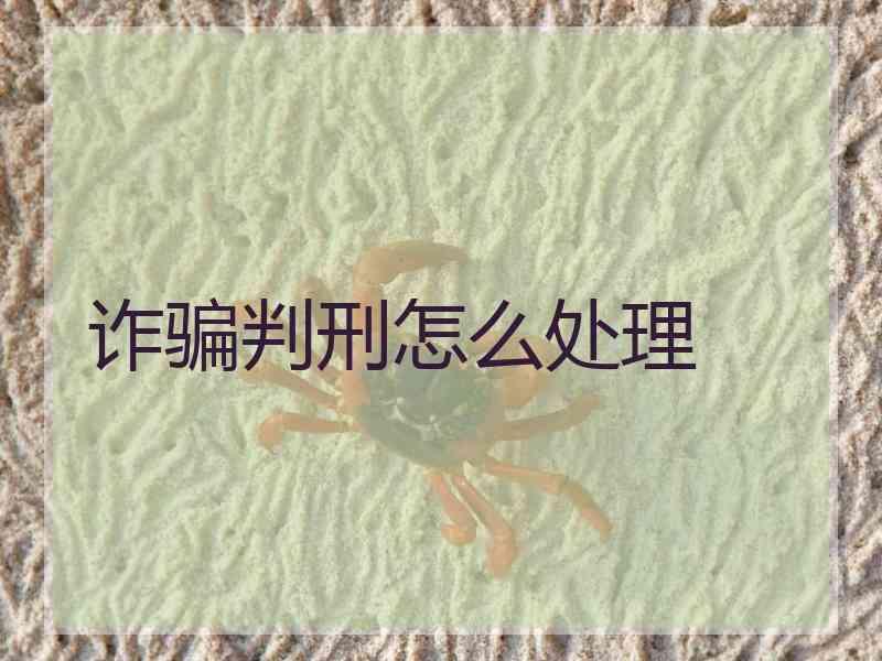 诈骗判刑怎么处理