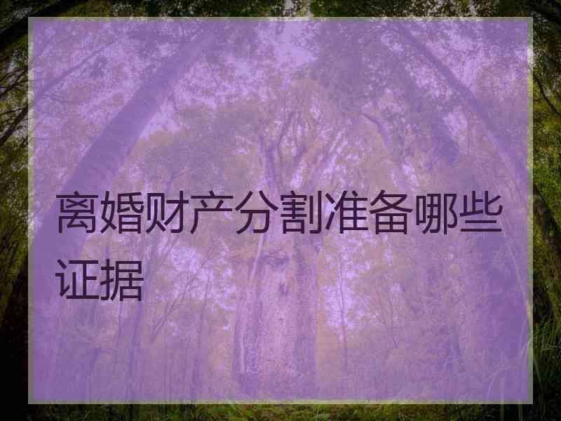 离婚财产分割准备哪些证据