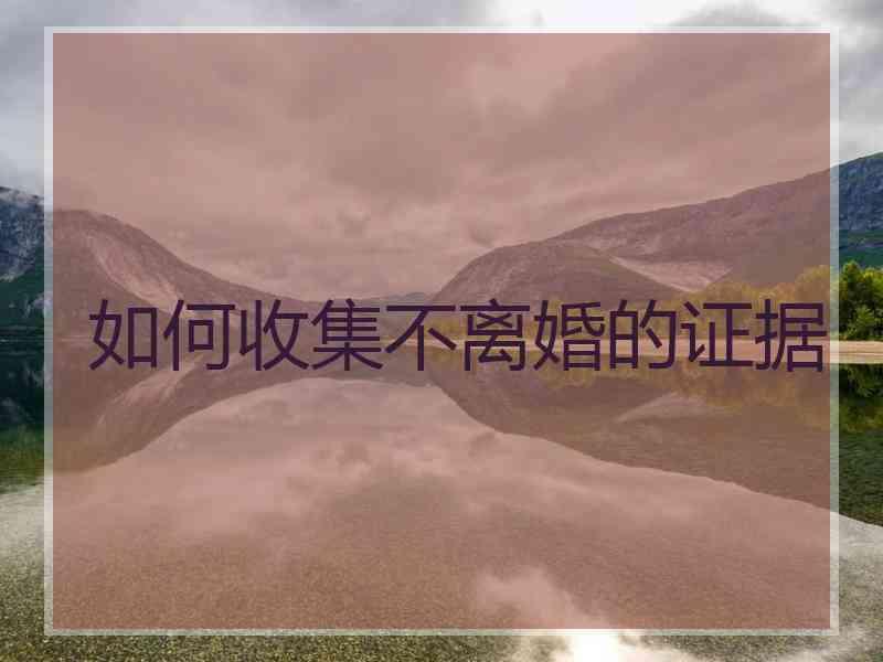 如何收集不离婚的证据