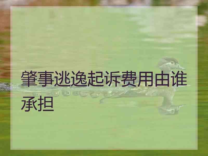 肇事逃逸起诉费用由谁承担