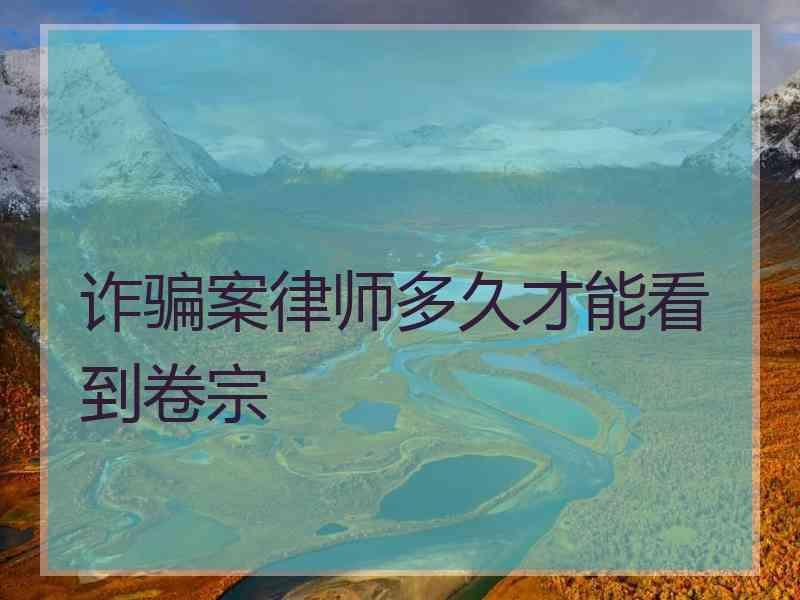诈骗案律师多久才能看到卷宗