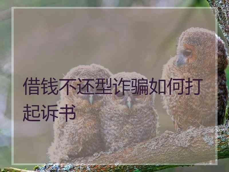 借钱不还型诈骗如何打起诉书