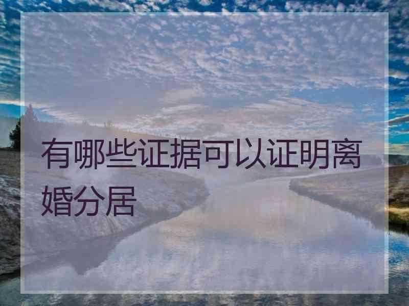 有哪些证据可以证明离婚分居