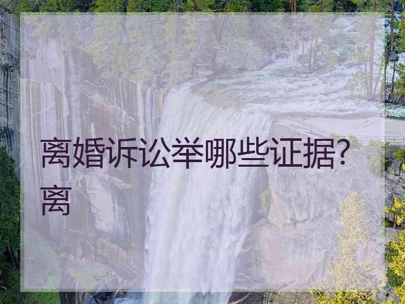 离婚诉讼举哪些证据?离