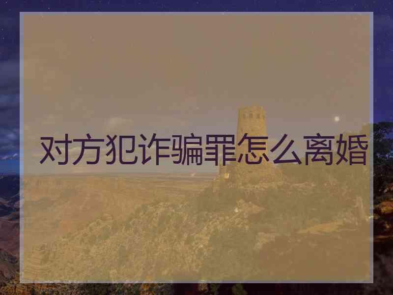 对方犯诈骗罪怎么离婚