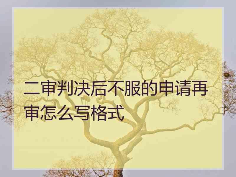 二审判决后不服的申请再审怎么写格式
