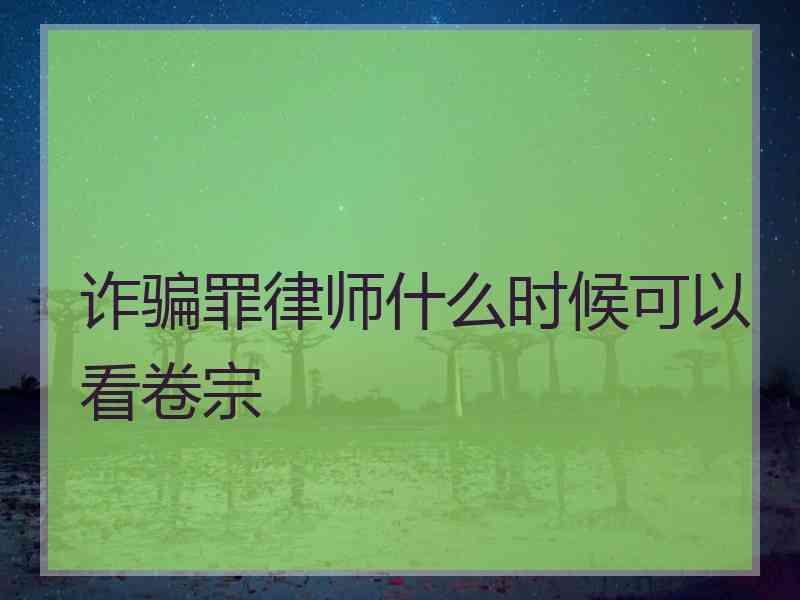 诈骗罪律师什么时候可以看卷宗