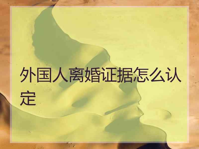 外国人离婚证据怎么认定