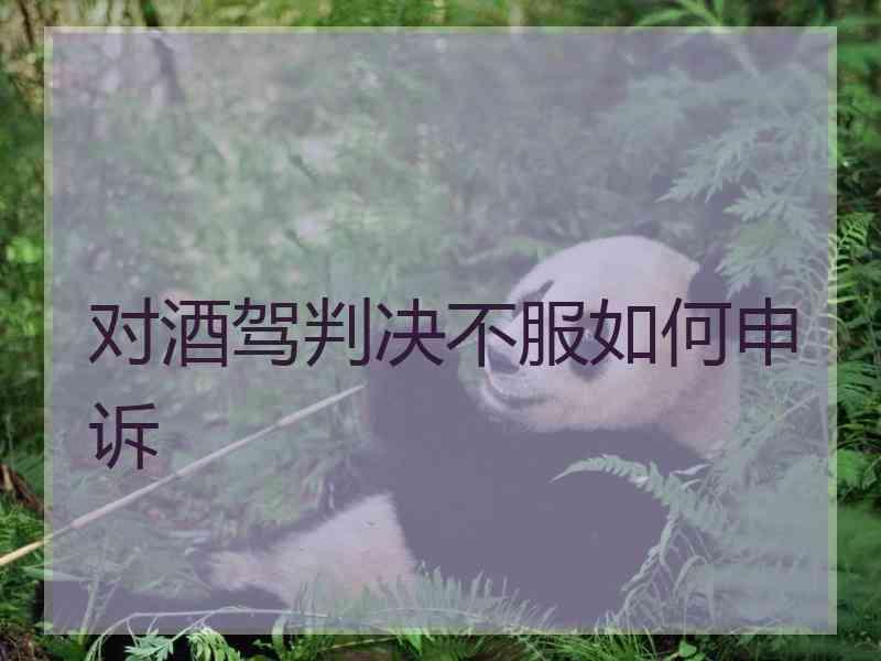 对酒驾判决不服如何申诉
