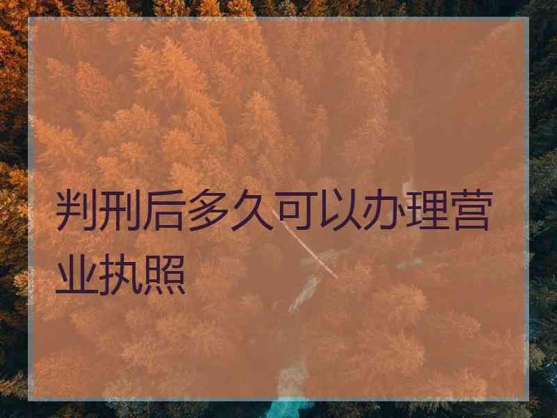 判刑后多久可以办理营业执照