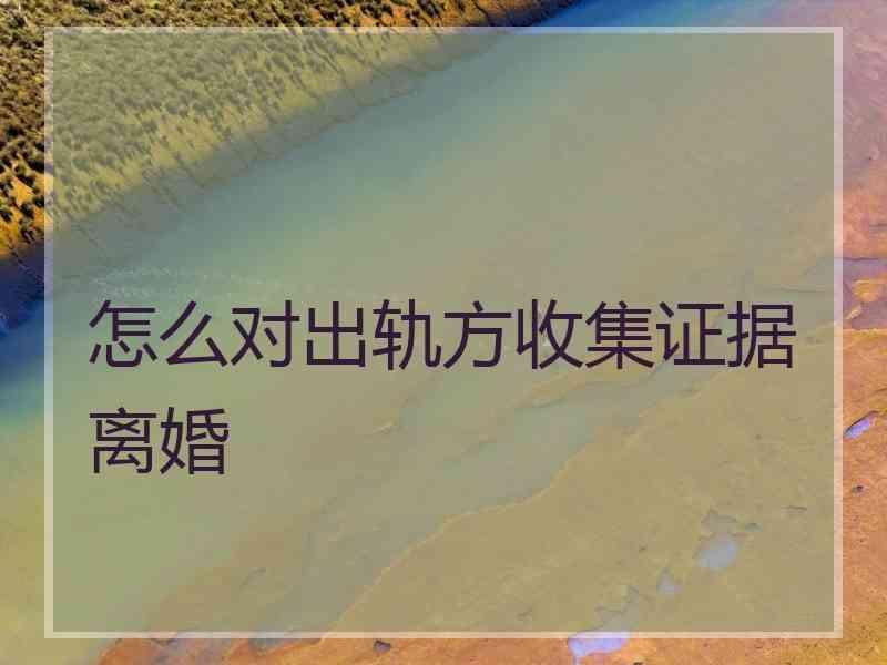 怎么对出轨方收集证据离婚