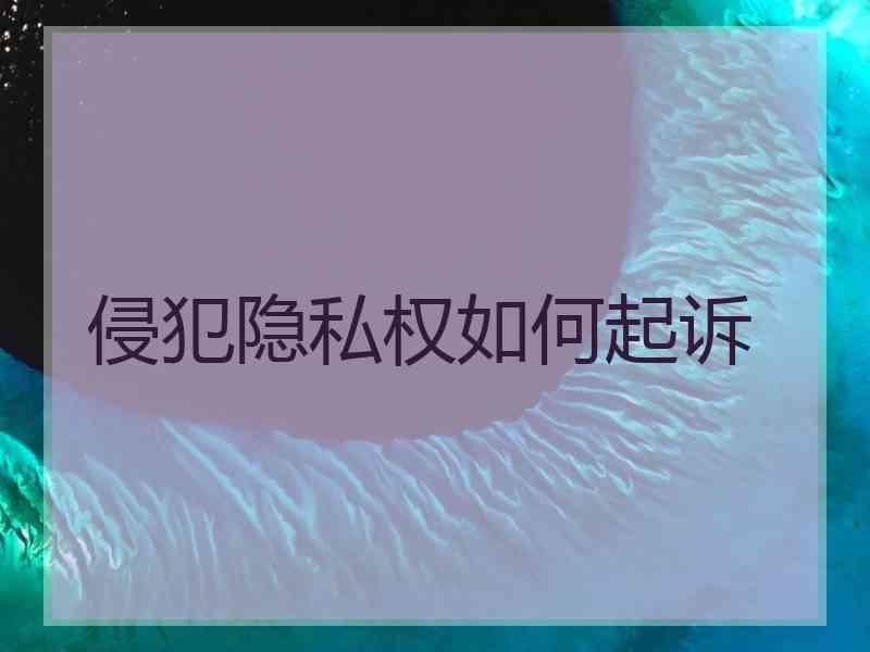 侵犯隐私权如何起诉