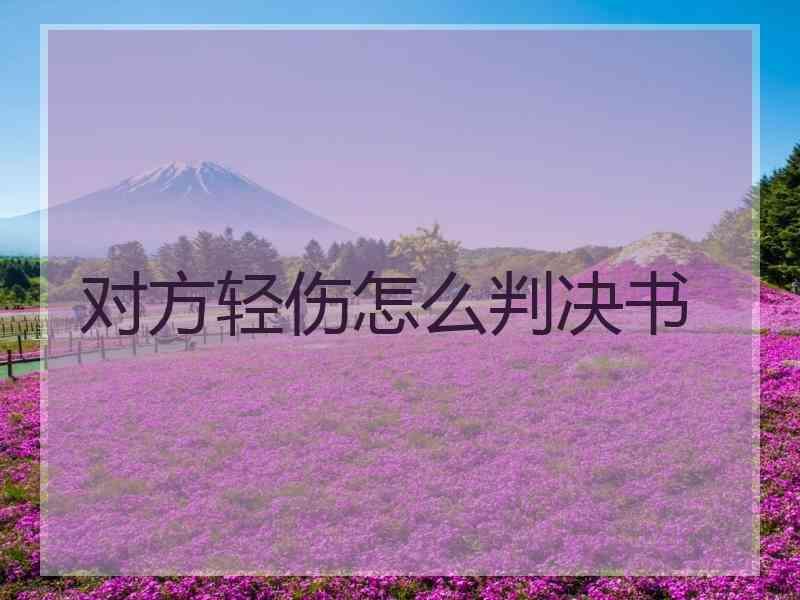 对方轻伤怎么判决书