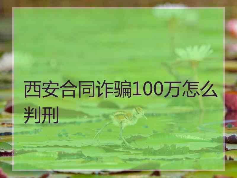 西安合同诈骗100万怎么判刑