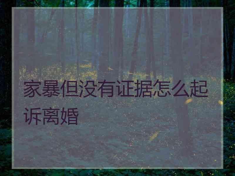 家暴但没有证据怎么起诉离婚