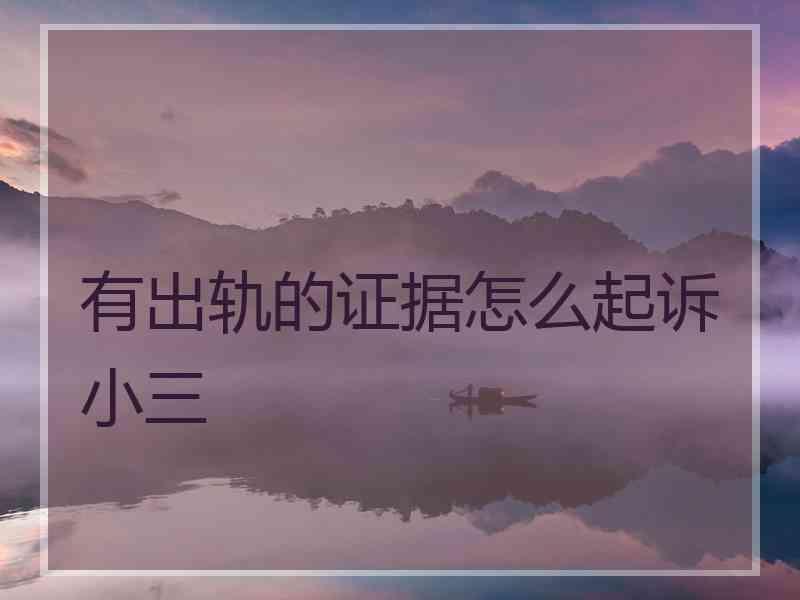 有出轨的证据怎么起诉小三