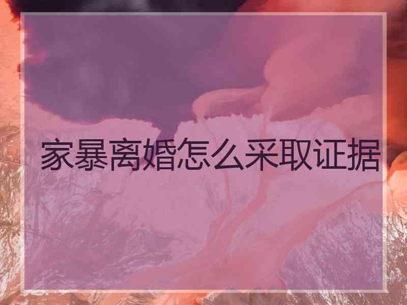 家暴离婚怎么采取证据