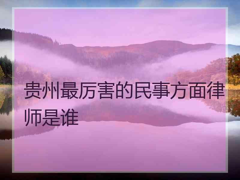 贵州最厉害的民事方面律师是谁