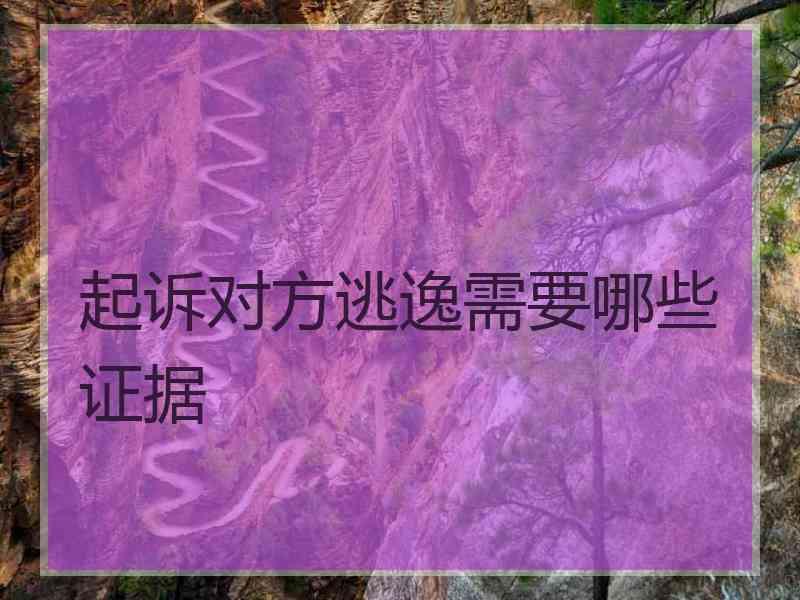 起诉对方逃逸需要哪些证据